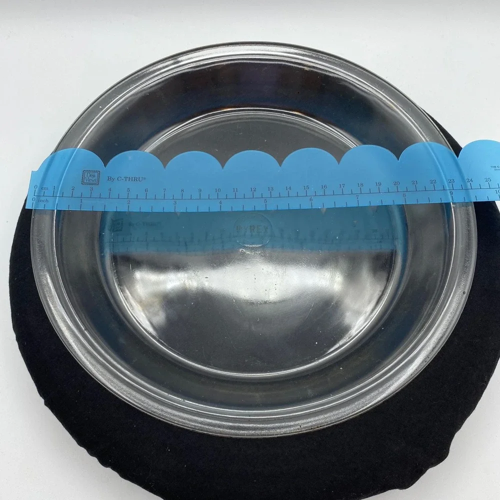 Pyrex 10in Pie Plate Clear Glass Vintage 209 Round Baking Dish Wide Rim Rustic